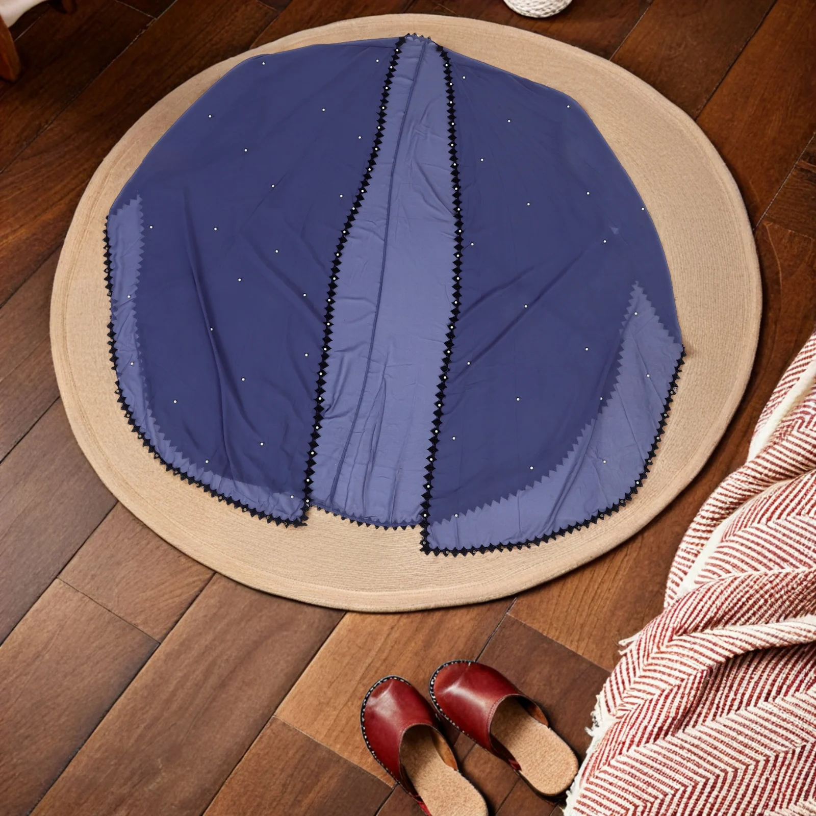 

Women's Abaya Coat Lace Beaded Stitching Long Sleeve Cardigan Gown Free Size Lightweight Lace Abaya Coat Elegant Loose Muslim