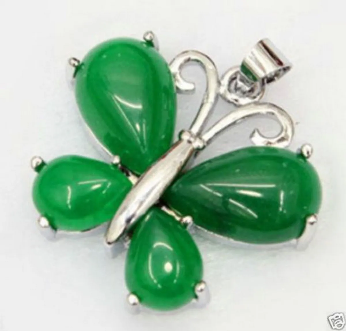 

10Pcs Wholesale Beautiful Green NATURAL Jade Butterfly Tibet Silver Pendants