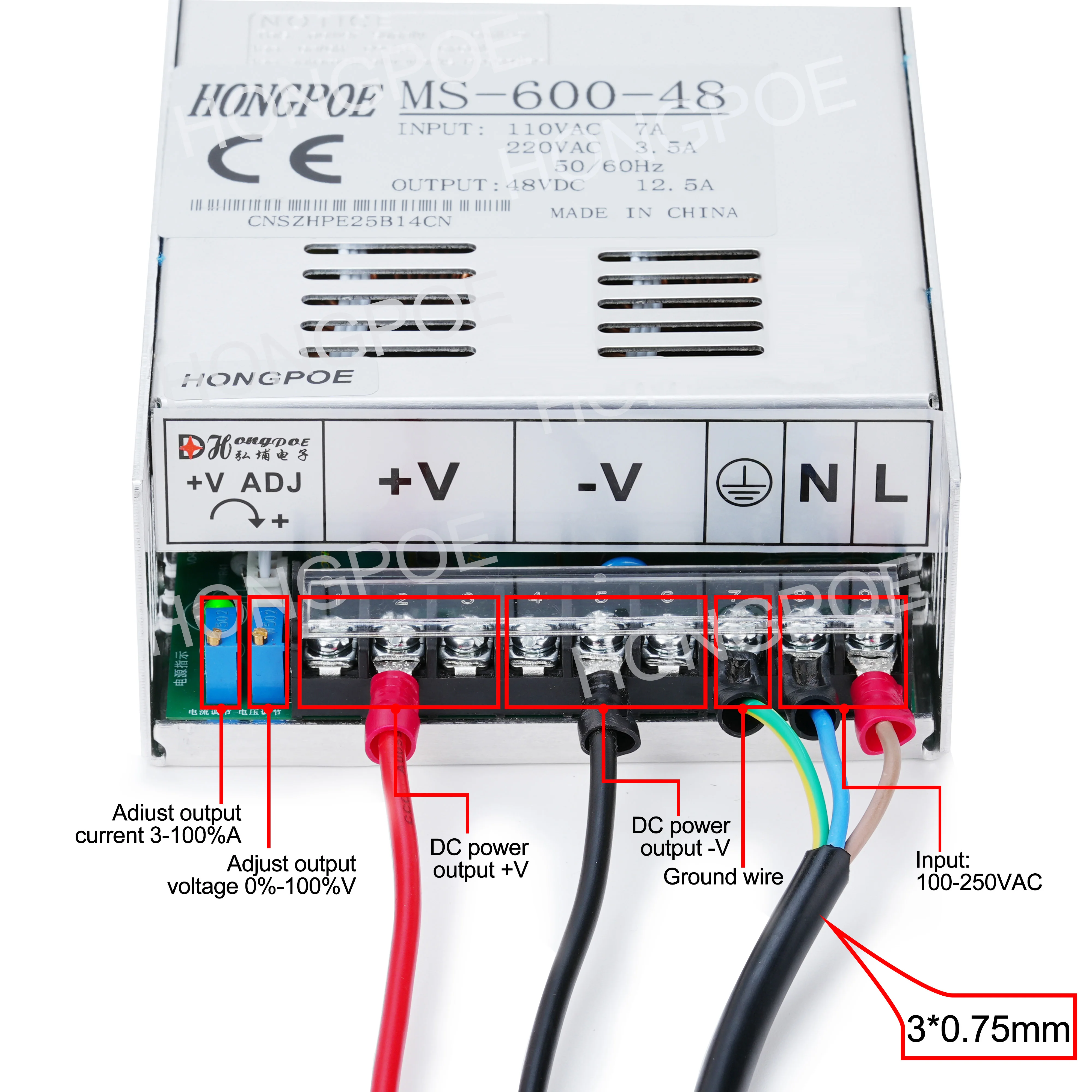 Adjustable 500W 600W 1000W 1500W Power Supply 0-12V 15V 24V 36V 48V 60V 72V 85V 90V 110V 150V 200V 110/220V Ac To Dc Smps