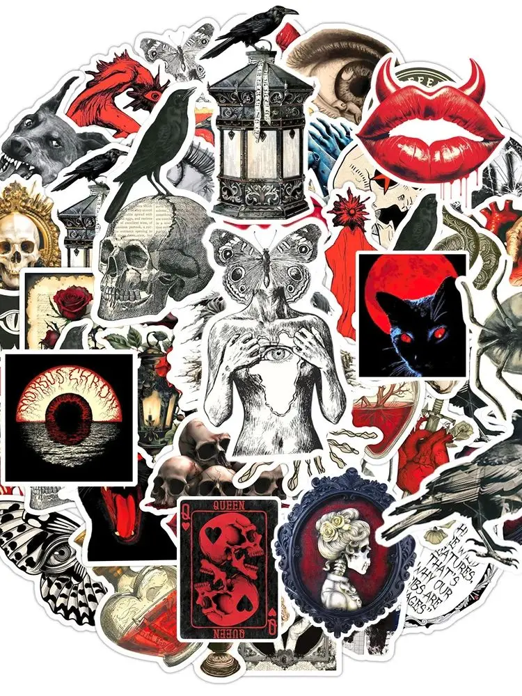 AliExpress Rspctou 10/30/50pcs Vintage Horror Skull Stickers Gothic Style Decals Toy DIY Skateboard Guitar Scrapbook Bike Cool Cartoon Sticker Pack