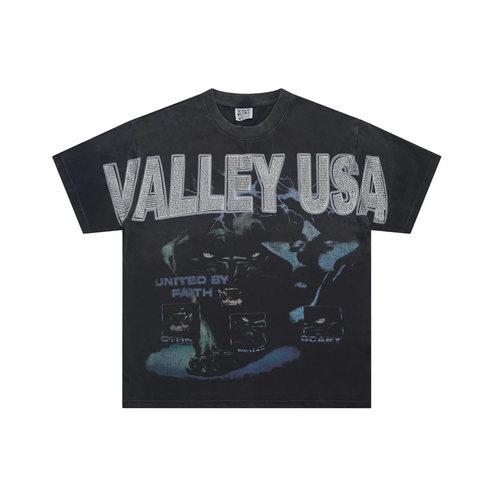 

V Forever American Sle Waed out Loose Cotton T-irt ex Casual High Street ort Sve round Ne Youth Faion
