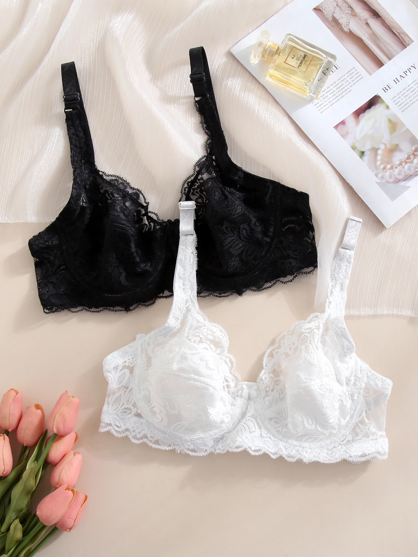 2Pcs/Lot Sexy Sheer Lace Bras For Women Three Hook-and-eye Lace Bralette Women Push Up Bra Underwear Women Lingerie Brassiere