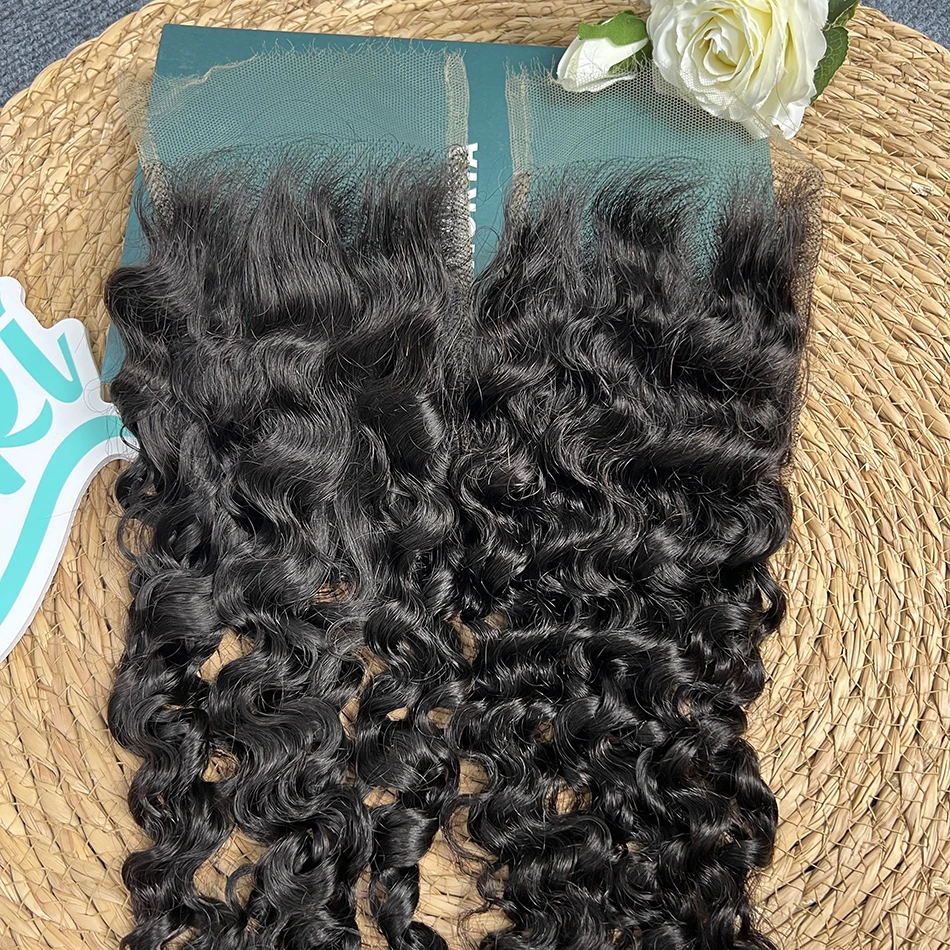 4x6 Real HD Lace Closure Burmese Curly Human Hair Preplucked Bleached Knots Invisible Lace #1B Natural Color Raw Virgin Hair