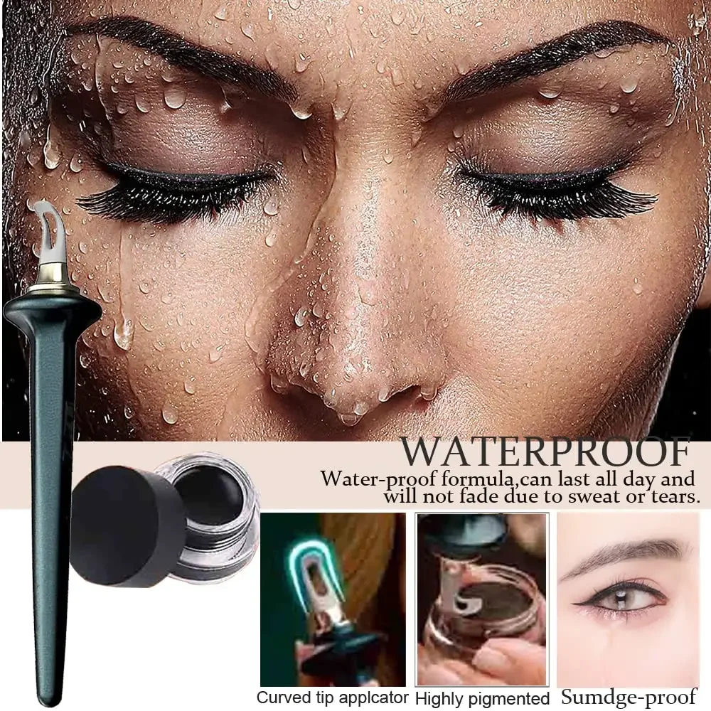 Eyeliner Applicator Kit Makeup Tool with Eyeliner Cream Reusable Silicone Eye Liner Tool Waterproof Eyeliner Easy No-Skip