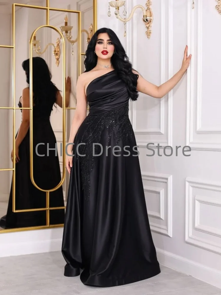 Exquisitos vestidos de noche con un solo hombro, sin mangas, con pliegues de cuentas, vestido para ocasiones especiales, personalizado وعف