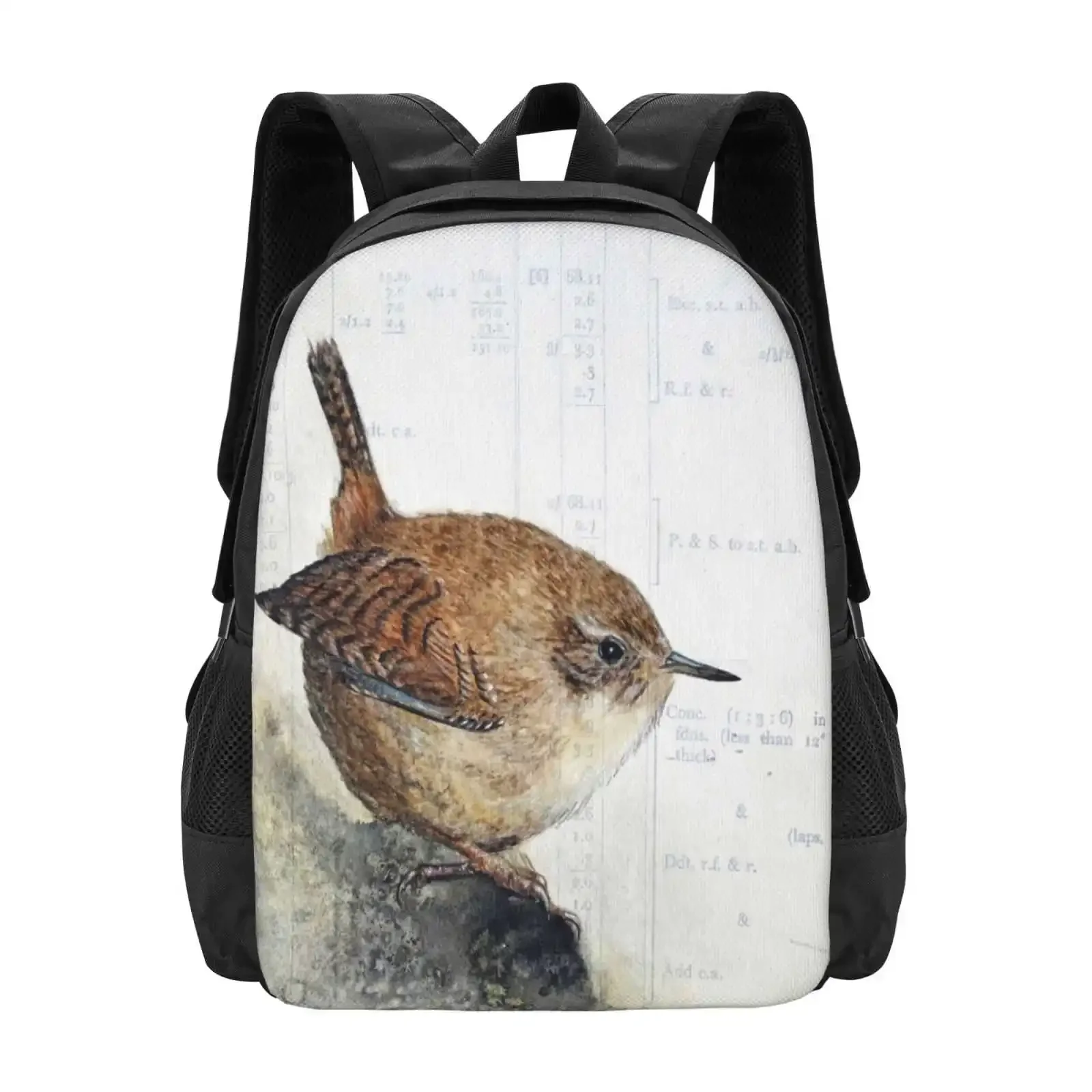 

Wren Hot Sale Schoolbag Backpack Fashion Bags Wren Birds Wildlife Britain Watercolour Fine Art Original Art Alexandra Dawe Bird