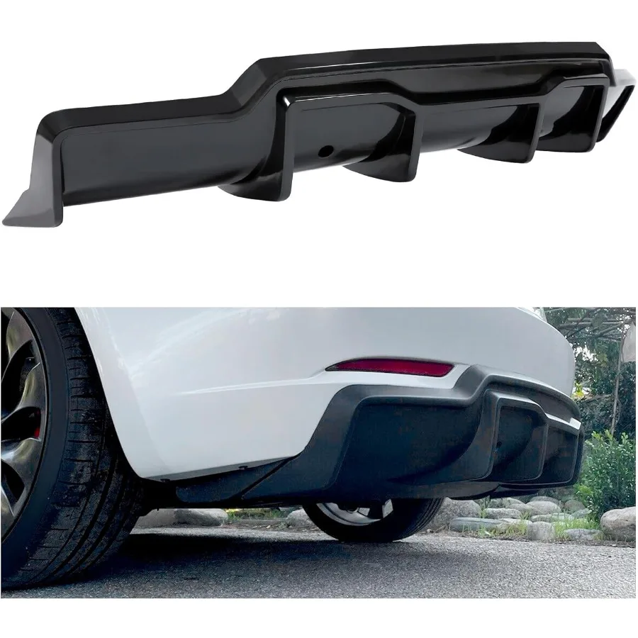

Rear Diffuser Compatible with 20172023 Tesla Model 3 Sedan V Style Rear Bumper Diffuser Lip Valance Splitter Body Kit ABS Plast