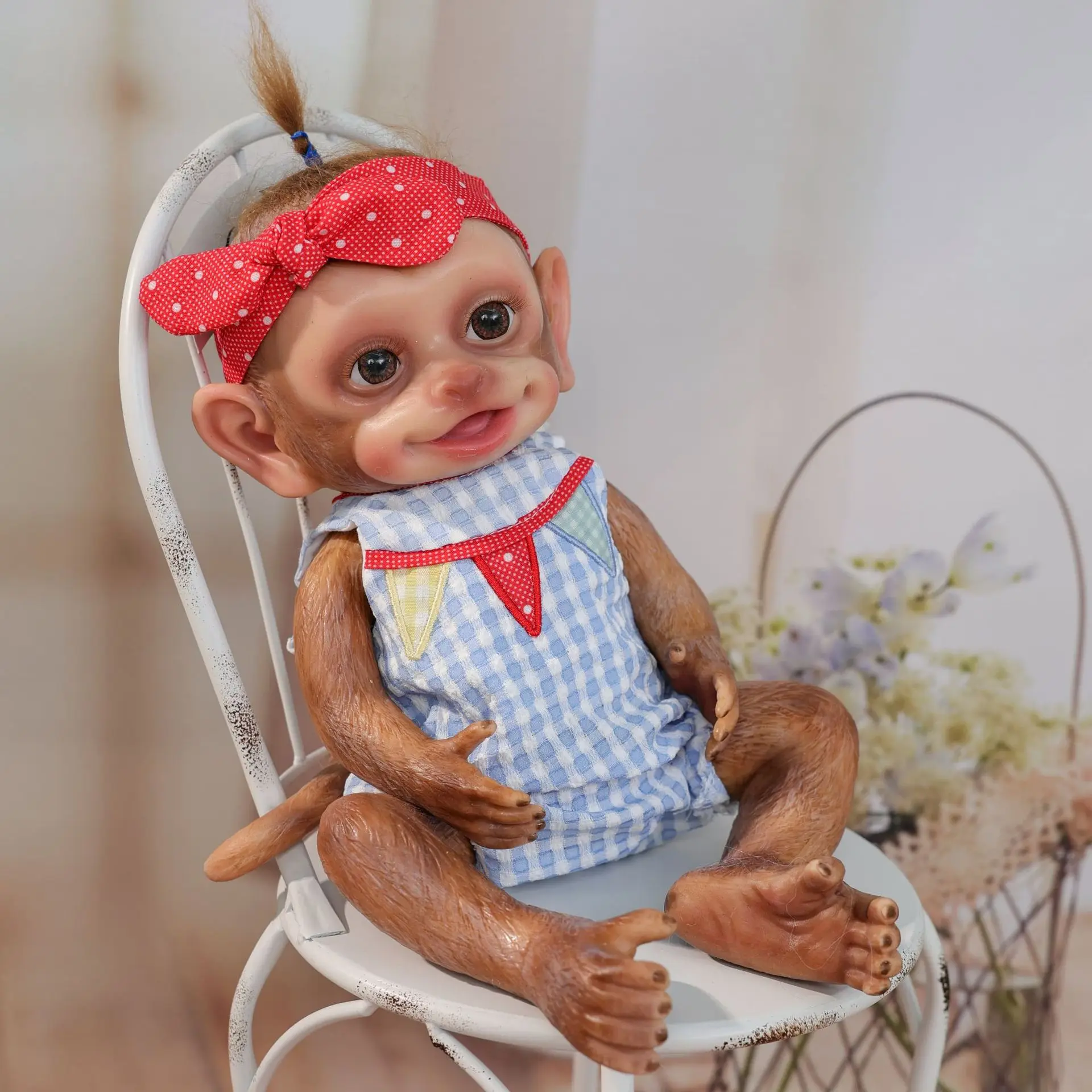 13-Inch Solid Silicone Monkey Rebirth Doll Pinch Toy Doll Simulation Baby Monkey