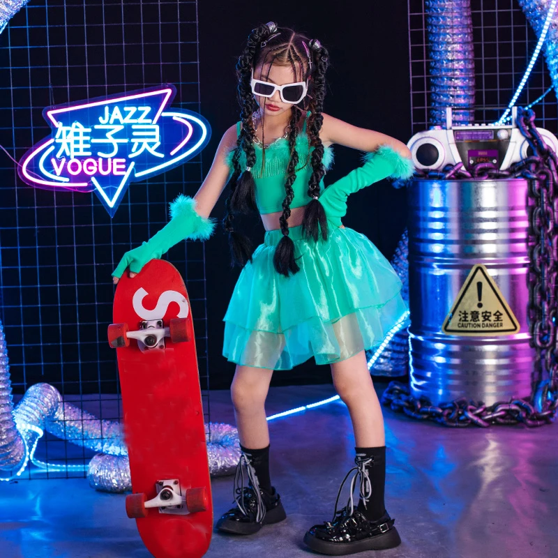 Fashion Kids Catwalk Street Dance Clothes Girls Hip Hop Clothing Kpop Outfits Stage Performance Jazz Dance Costumes XS6279