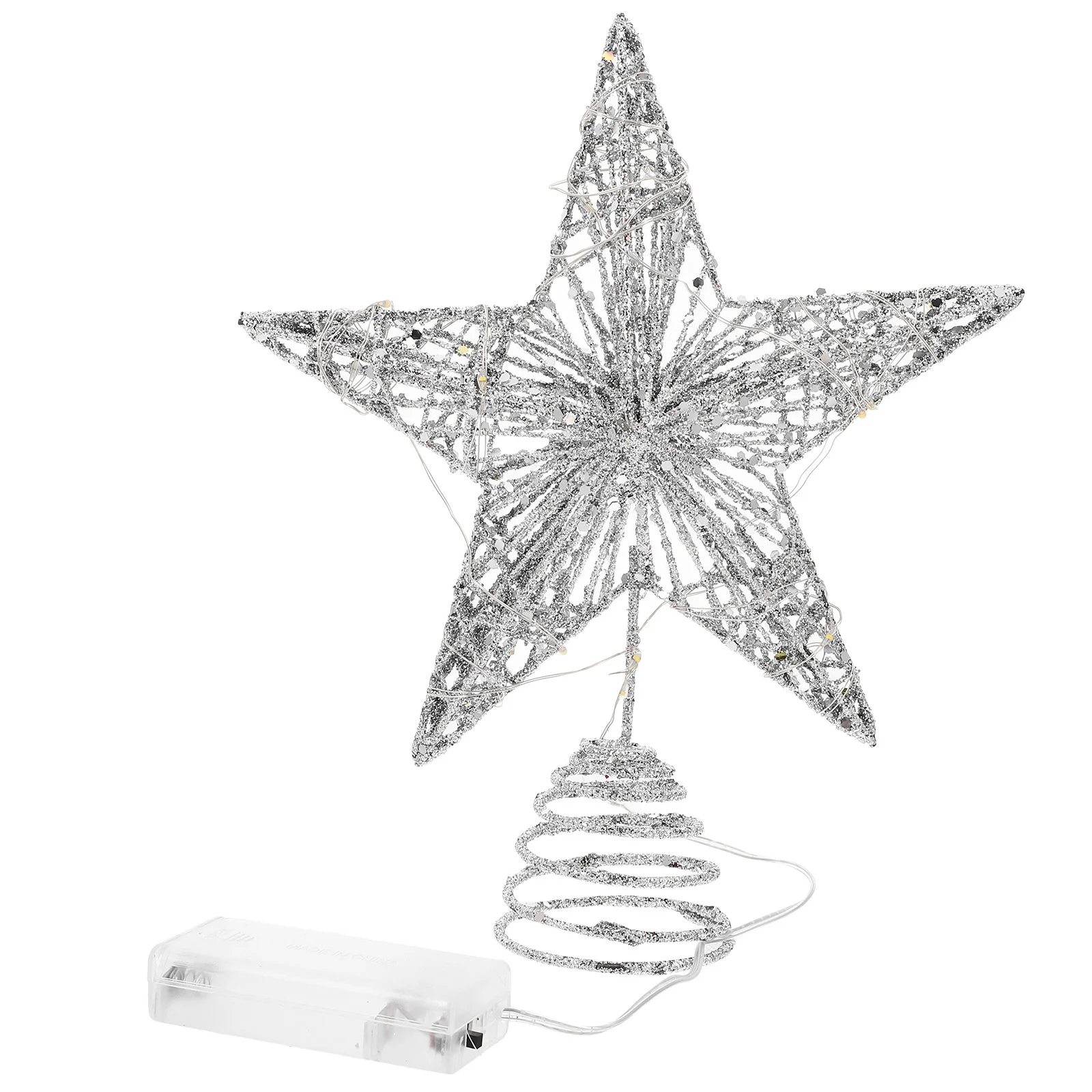 

Tree Top Star Decoration Xmas Tree Ornament Luminous Iron Art Pentagram Hanging Pendant For Christmas Party Home Garden Decor