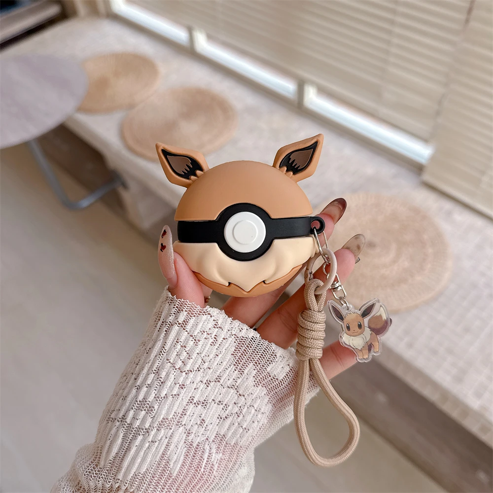 Pocket Monsters Pokemon Poké Ball Evoli 3D Kopfhörerhülle für Airpods 4 2 3 1 Pro 3 2 Wireless Bluetooth Headset Schutzhülle