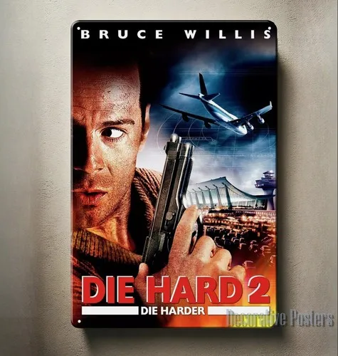 u1, металлический постер из фильма Dead Hard Bruce Willis — коллекционная жестяная вывеска — размер: -алюминий