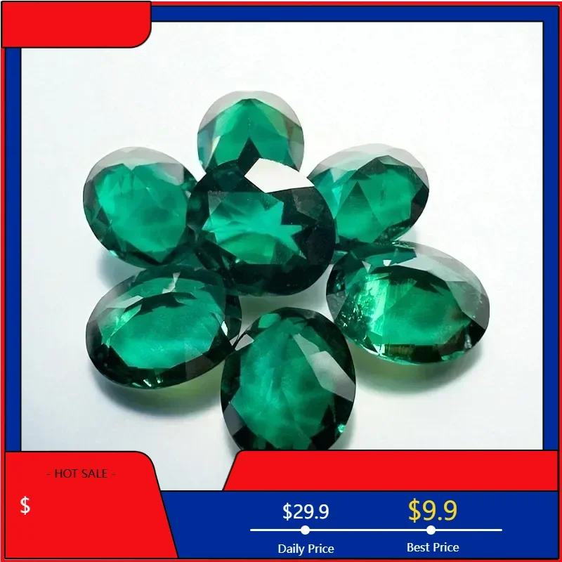 

Lab Grown Zambian Emeralds Oval Cut Hydrothermal Hand Cutting with Cracks Inclusions Inside Selectable AGL Certificate