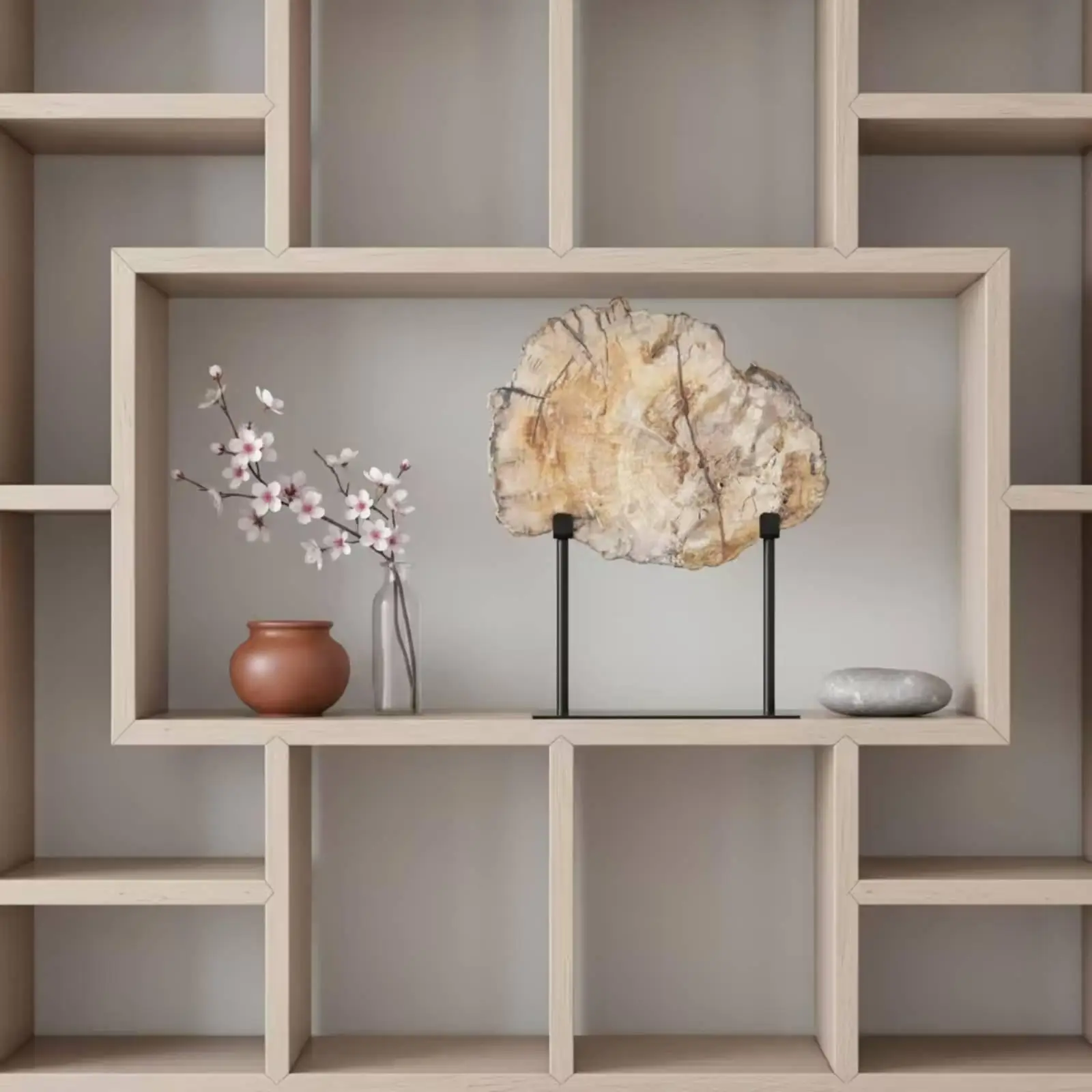 Stone Replica Ornament Organic Slab Shape Composite Material Decor for Home Shelf Decorative Accent