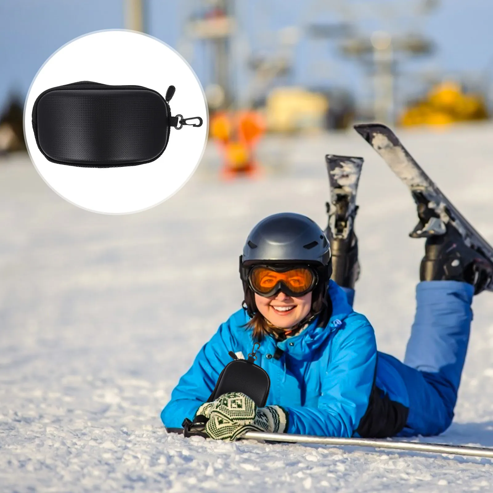 

1Pcs Goggles Box for Ski Snowboard Shockproof Storage Case with Zipper Sturdy Carry Buckle for Sports Glasses