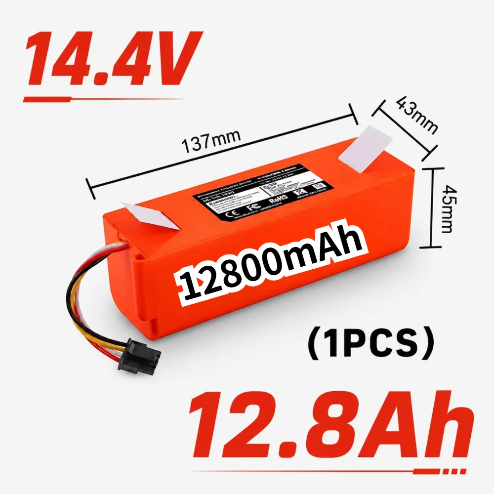 High Capacity 12800mAh Robot Vacuum Cleaner Replacement Battery for Xiaomi Roborock S55 S60 S65 S50 S51 S5 MAX S6 14.4V Parts