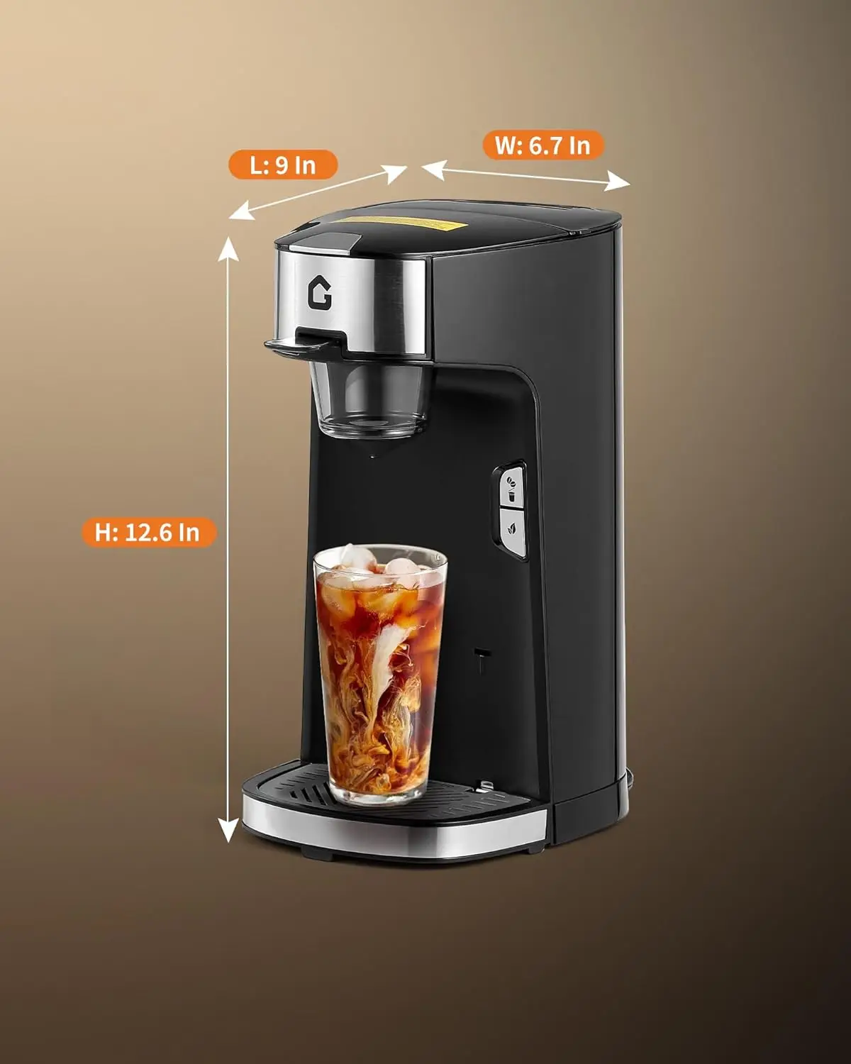 Single Serve Coffee Maker, K Cup Coffee Brewer for Capsule and Ground Coffee, Capsule Coffee Machine with 18.6 Oz Water Tank