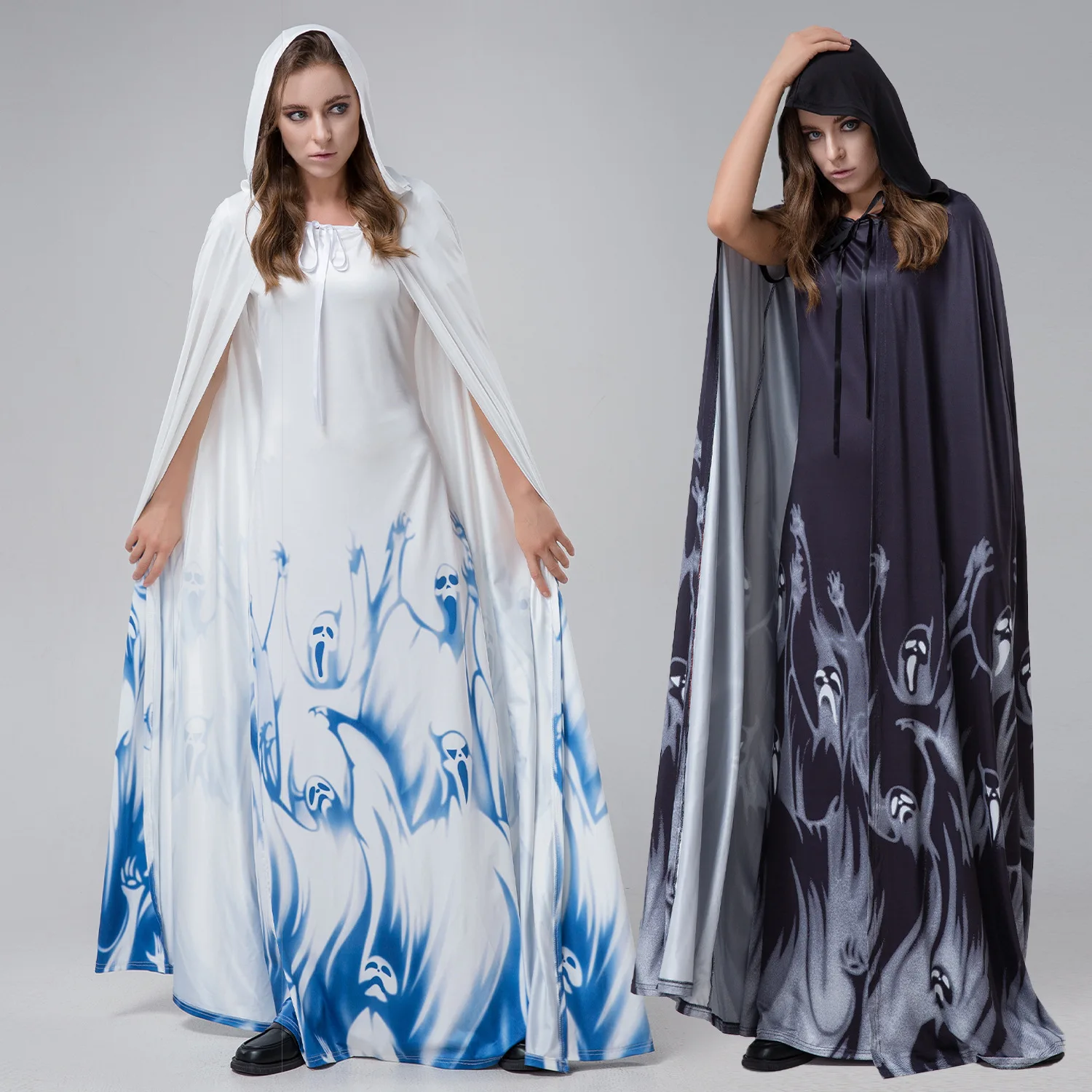 

New loween Costume Qinghua Skeleton Ghost Bride Movie Role-plang orm Game Costume Women's Ethnic Stage Clothing