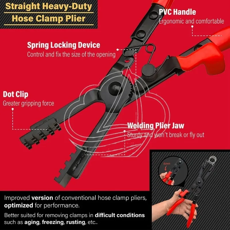 2Pcs Locking Hose Clamp Pliers Multi-Angle Heavy Duty Auto Pipe Hose Removal Installation Repair Tool
