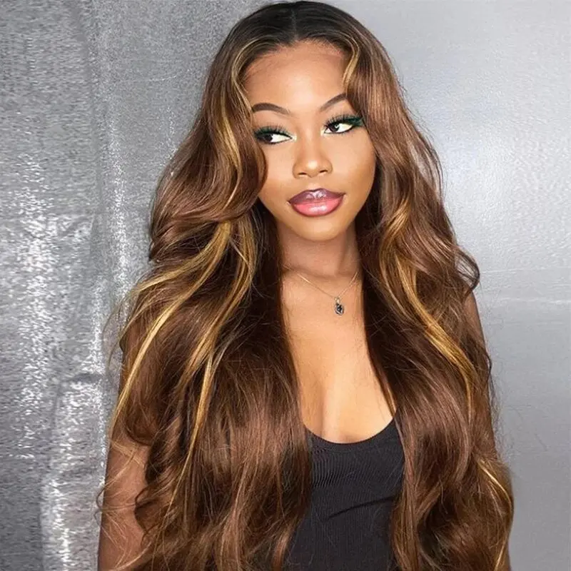 

Body Wave 4/27 Honey Blonde Lace Front Wig Human Hair Hd Lace Front Wig Highlight 13X4 13X6 Humain Hair Wigs For Women