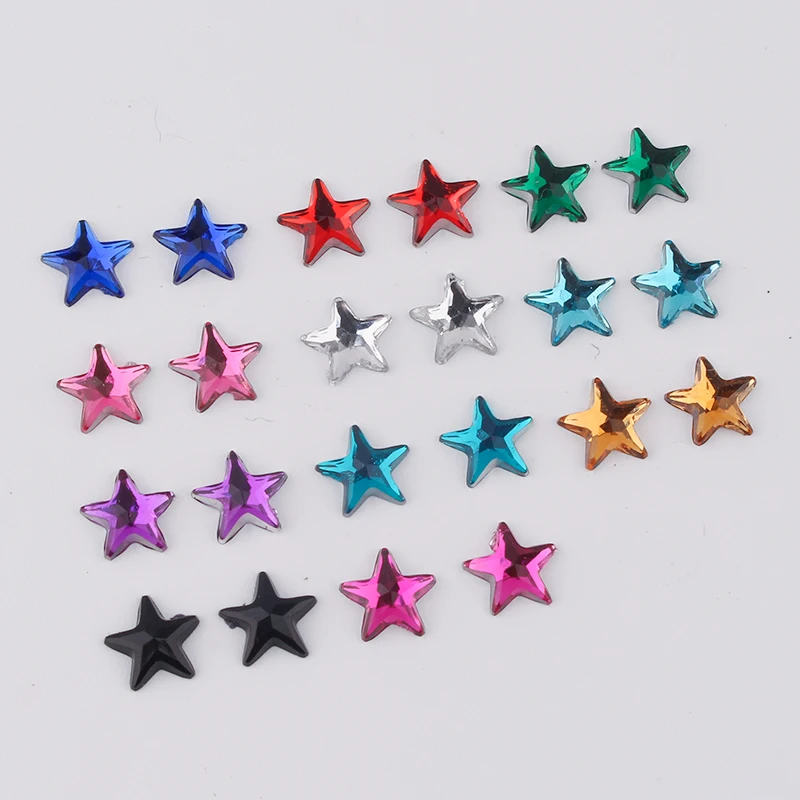 20pcs 8mm Drill Rhinestone Non-porous Acrylic Five-pointed Star Nail Jewelry Diy Clothing Accessories Handmade Materials