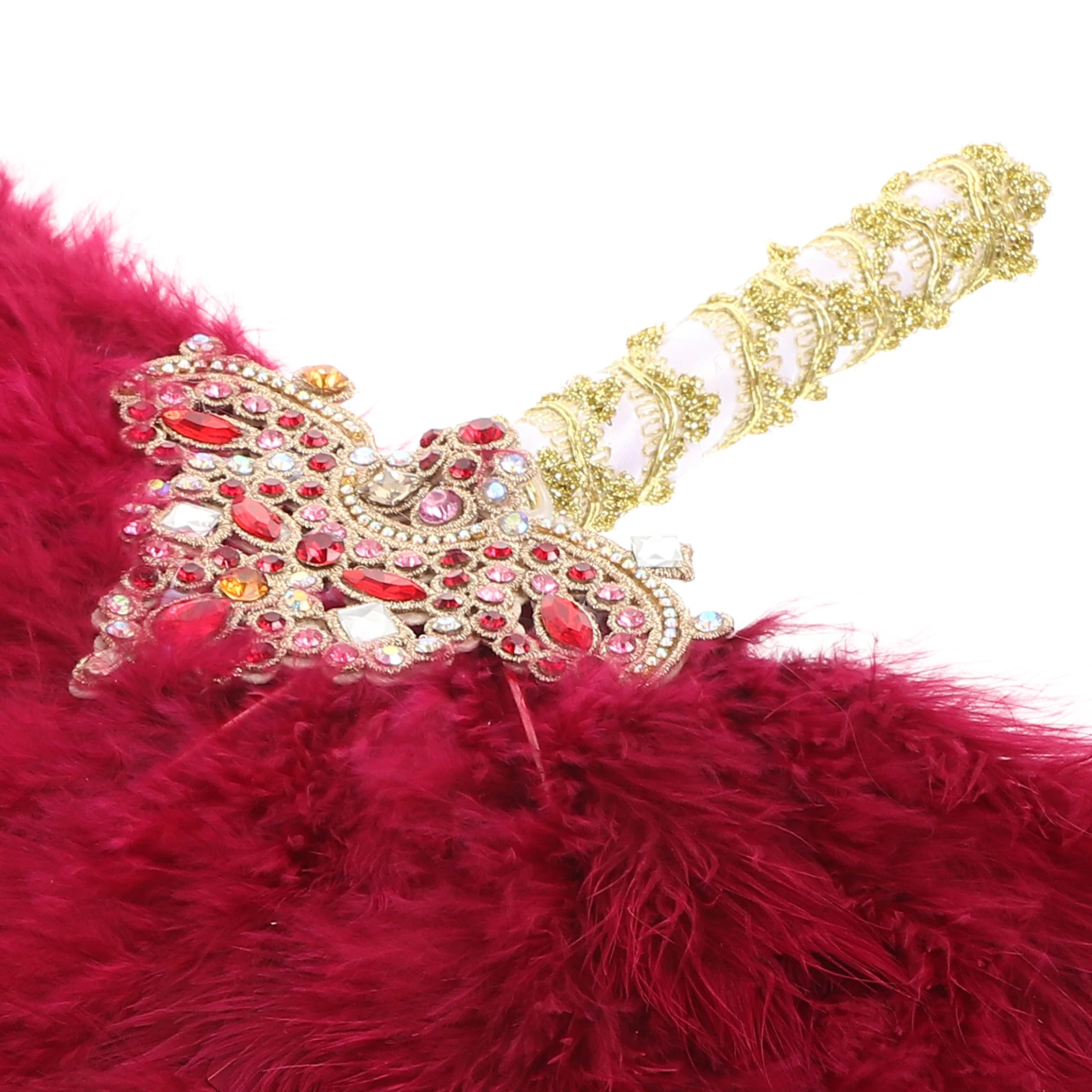 

Colored Diamond Decorative Fans Wedding Handheld Rhinestone Plume Plastic DIY Party Bridal Photo Props Accessories