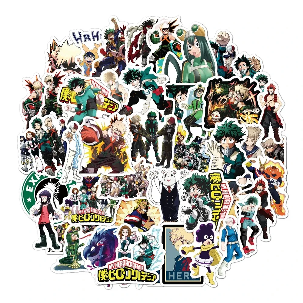 10/30/50pcs My Hero Academia Stickers Deku Uraraka Anime Sticker Laptop Skateboard Bike Phone Waterproof Characters Decals Toys