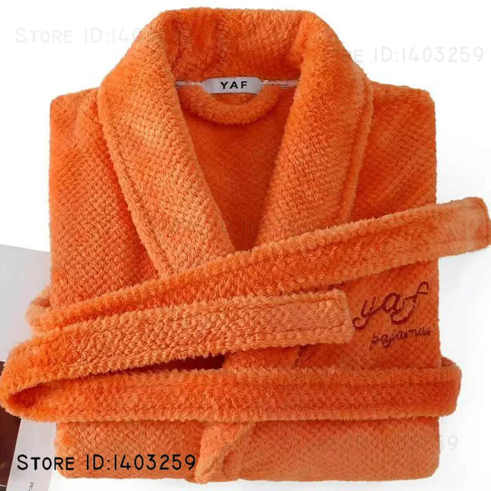 Ropa de dormir de franela para parejas, albornoz absorbente, Kimono Gow, bata gruesa y cálida para otoño e invierno, ropa para el hogar, ropa de descanso de lana Coral