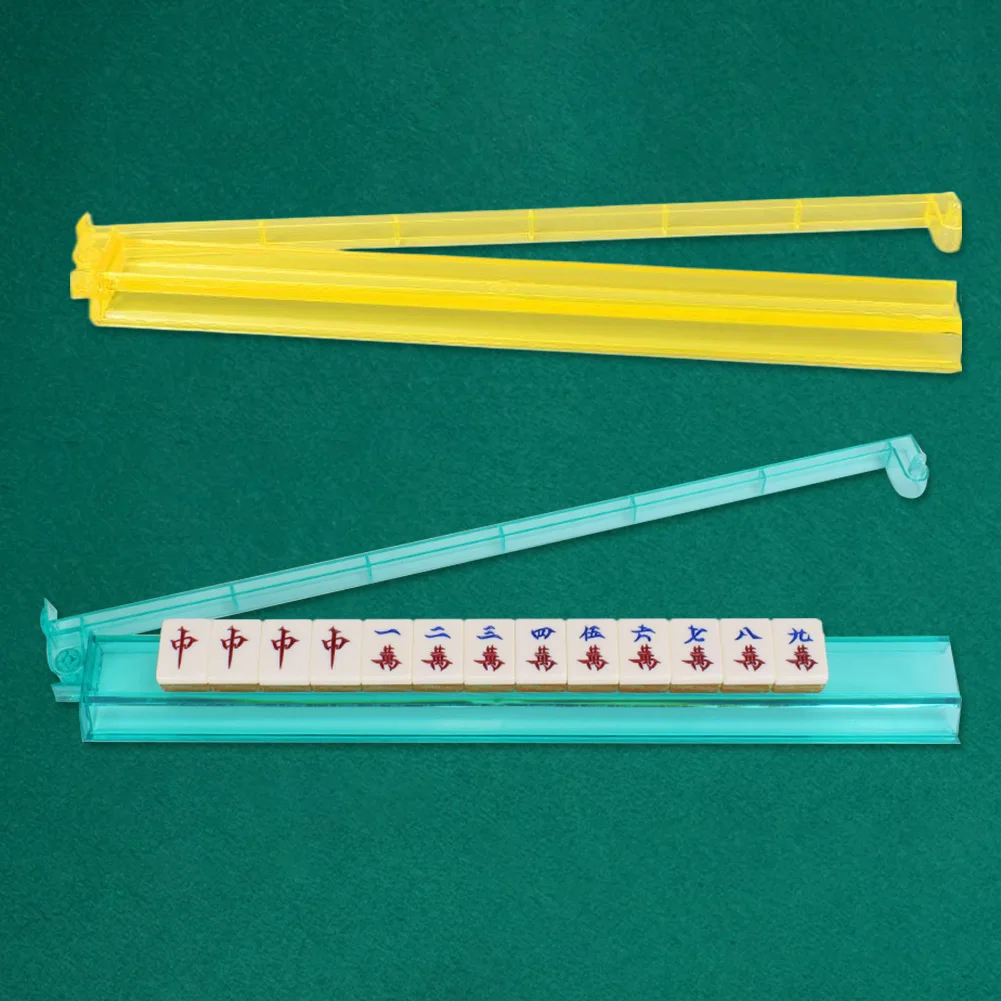 4個セット 透明アクリル麻雀ラック 内蔵プッシャー付き タイルラック 4色麻雀ラックとプッシャーのコンボ ゲームナイトクラブ用