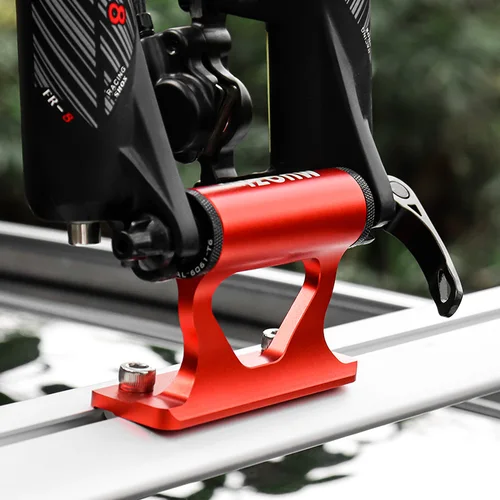 Imagen 2 del producto MUQZI soporte de horquilla para bicicleta, portaequipajes para techo de coche, soporte de eje pasante para SUV, camión, almacenamiento de cama y estante, soporte para techo de liberación rápida para bicicleta