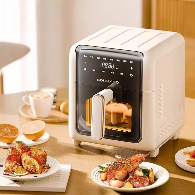 مقلاة هوائية منزلية مع تجويف معدني كامل - سعة 6.5 لتر، أجهزة طهي مرئية خالية من الزيت ومنخفضة الدهون