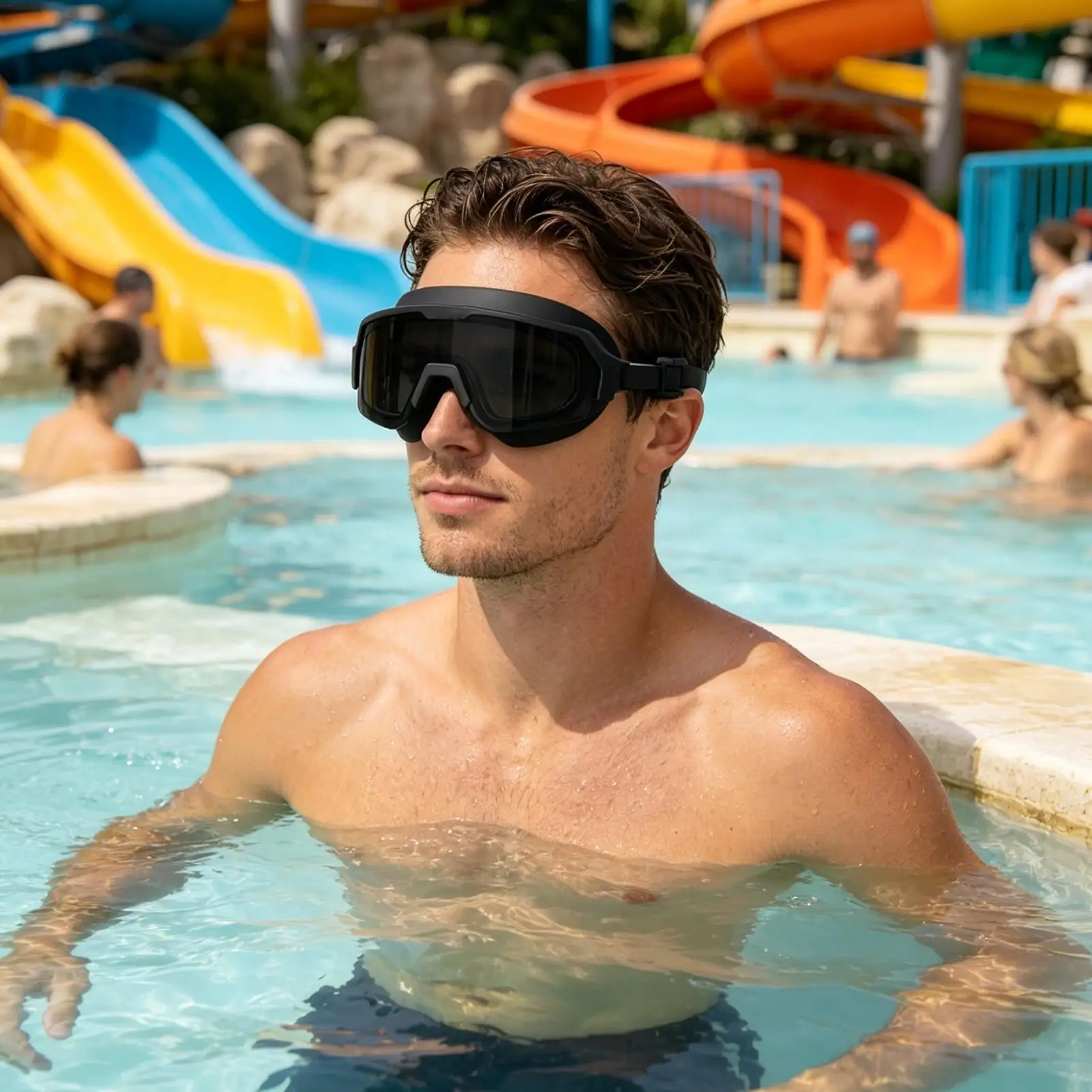 Swim Goggles Adult Anti-Fog Large Frame Adult Snorkel Goggles for Beginners Women Swimmers Professionals Athletes Open Vacation