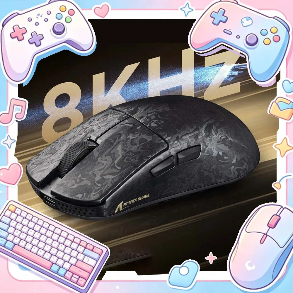 ATTACK SHARK R11 ULTRA 49g Carbon Fiber 8000Hz Wireless Gaming Mouse 42000 DPI 20000 FPS PAW3950MAX Nordic 52840 Chip Mice Gifts