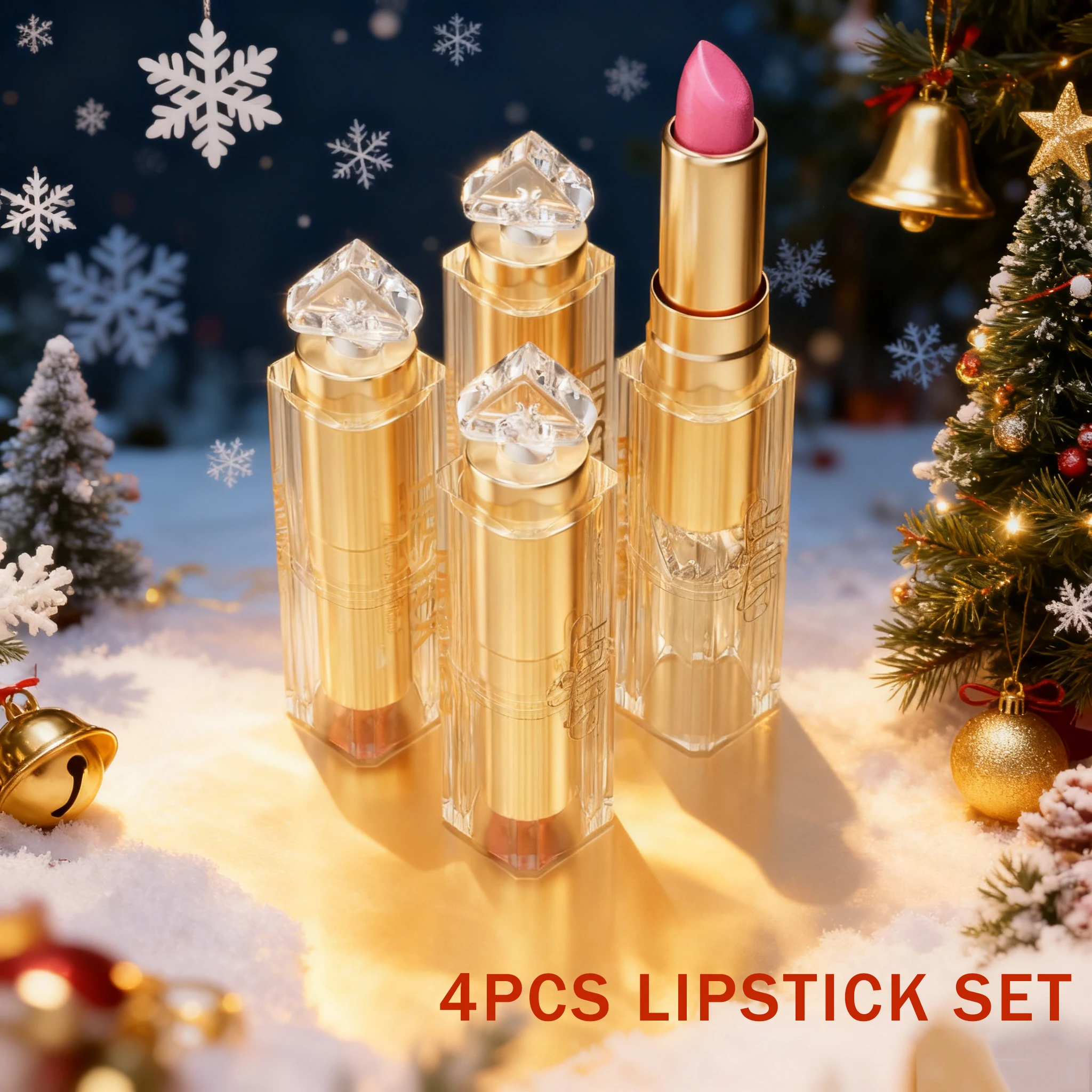 4pcs/Set Long Lasting Lipstick Matte Waterproof Magic Pearl Shimmer Glitter Lipstick Matt for Women Makeup