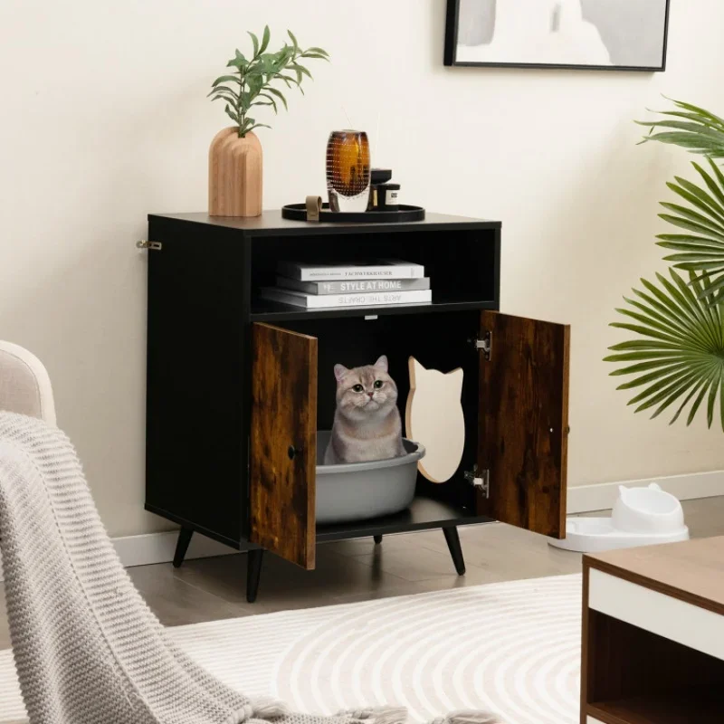 

Stable Durable Cabinets Ample Space Pet House Cat Industrial Cat Litter Box Enclosure with Entry Open Compartment