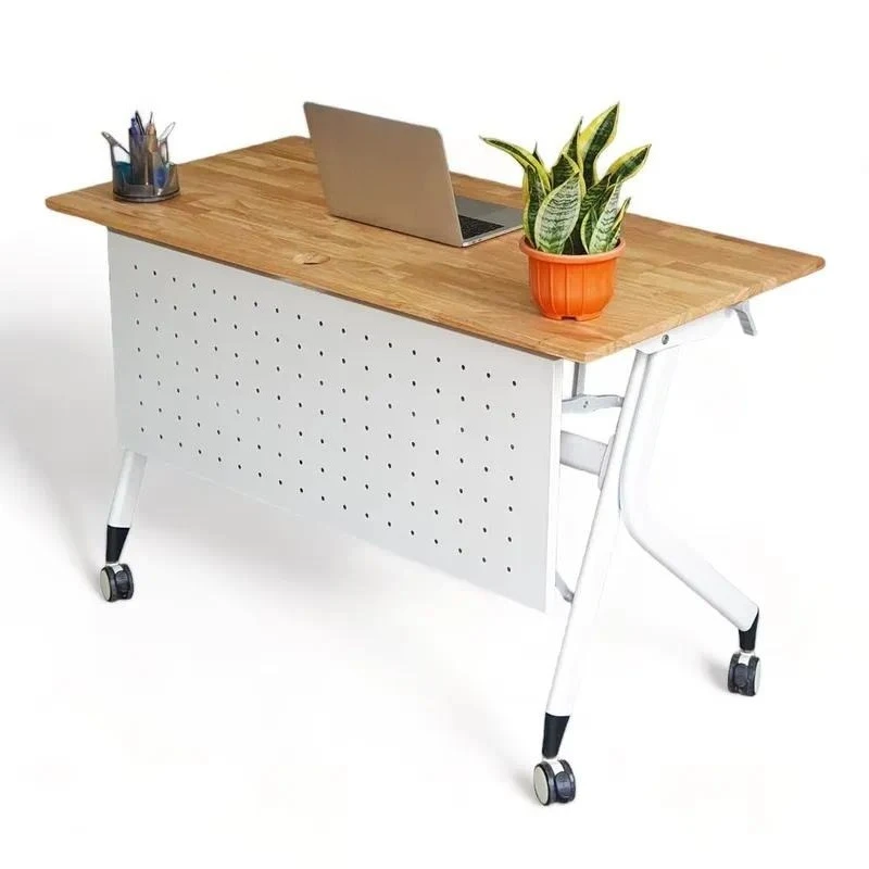 Simple Folding Stand Alone Mobile Desk with Back Panel 120x60x75cm