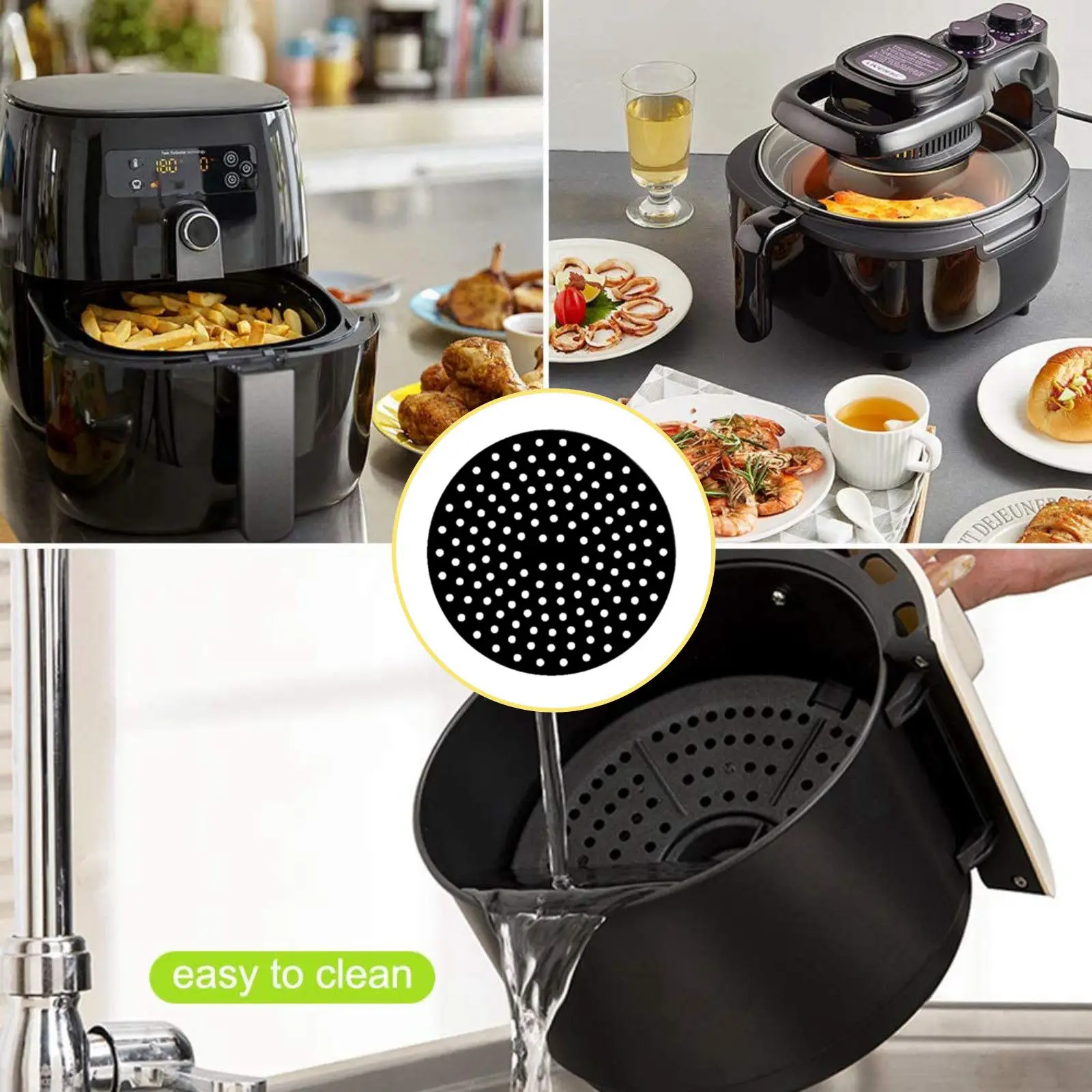 

J1UL1N 2Pcs Reusable Air Fryer Liners Stick Silicone Air Fryer Basket Mats Accessories Heat Resistant Non-Stick Mats