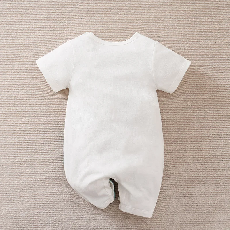 Baby Boys girls Romper Newborn 0-18 months White Lovely Elephant Short Sleeves Bodysuit Fashion Infant Summer Casual Jumpsuit