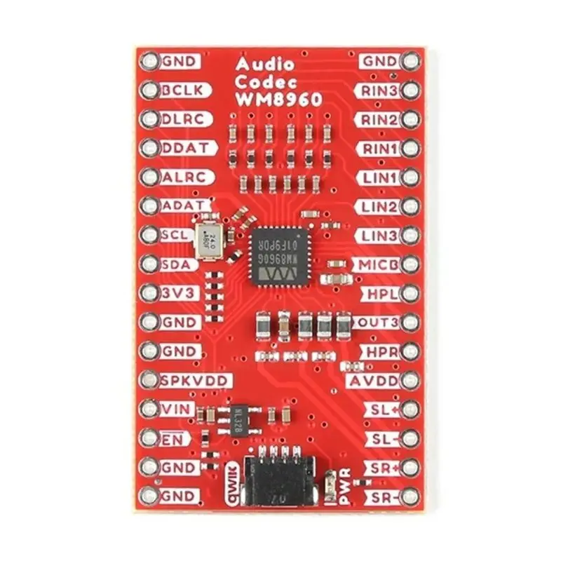 

Модуль стереоаудио I2S ABZW BOB-21250 WM8960 Qwiic с кодеком аудио, плата для разработки усилителя для наушников и динамиков