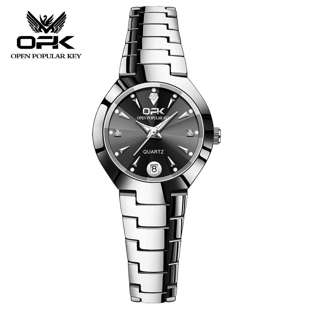 OPK Women's Watches Fashion Popular Waterproof Luminous Calendar Stainless Steel Strap Quartz Wristwatch Original Authentication