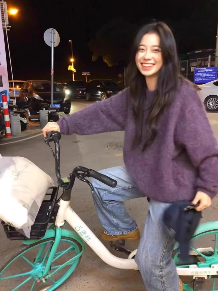 

Sli Purple Thiened Woolen Sweater Women's Autumn Winter Inner Soft eep Camere Base Knitted irt Comfortable Warmth