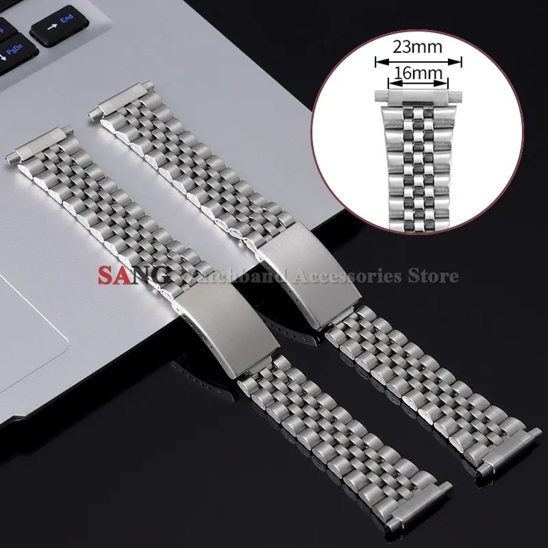17mm 18mm 19mm 20mm 21mm 22mm 23mm Silberner Edelstahl Faltschließe Uhrenarmband Mode Business Armband Herren Handgelenksband