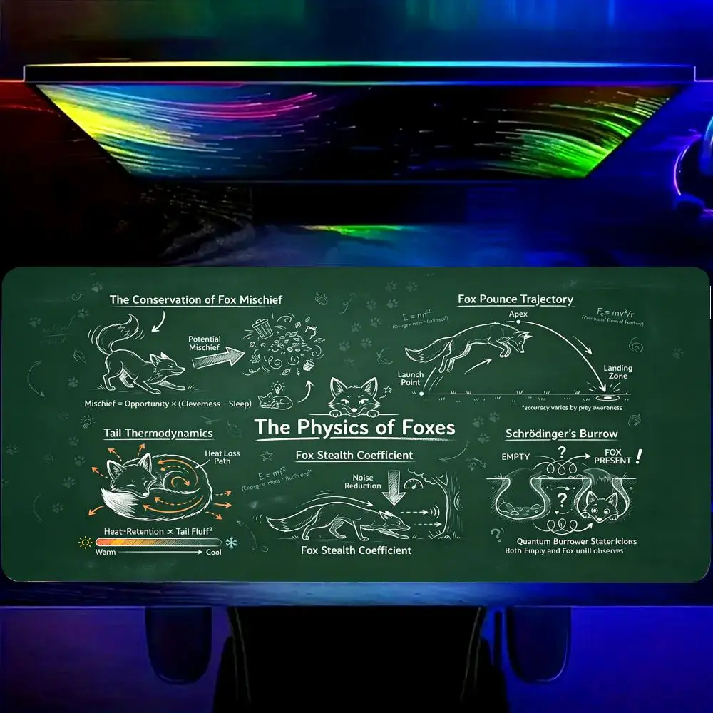 

HYBXAXC The Physics of Foxes Funny Cute Desk Mat Mousepad, Durable Rubber Base,Ideal for Office & Home Use