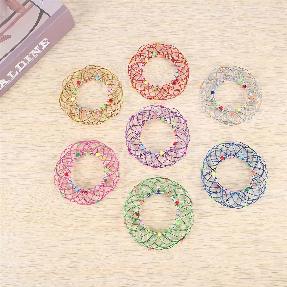 

7PCS Magic Mandala Flower Basket Toy Magic Loops Wire Fidget Toy Flexible Basket Soft Magical Toys for Adults Kids