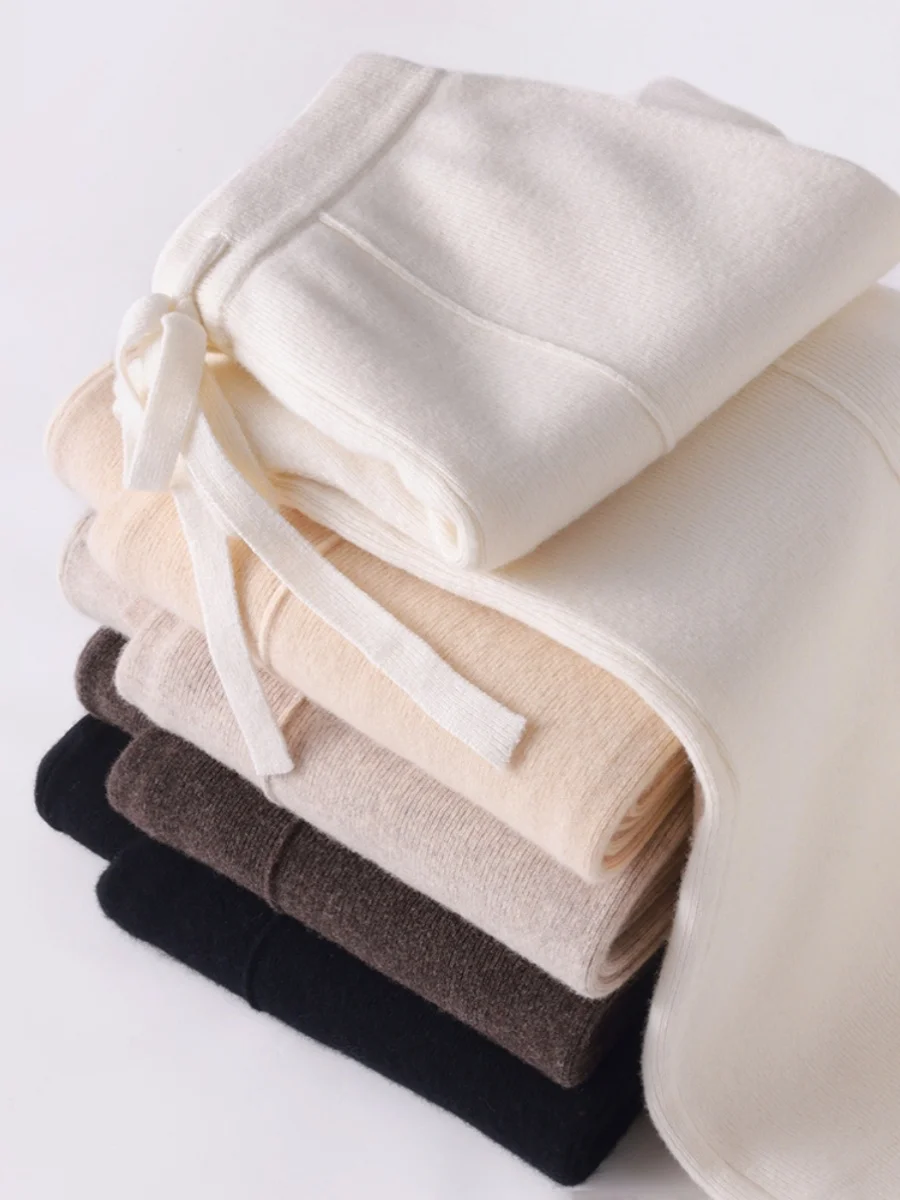 

Autumn Winter New Sle Slim Fit Wide Leg Pants Women's Casual Long Trousers Soft Woolen Comfortable High Waist Commute Sle