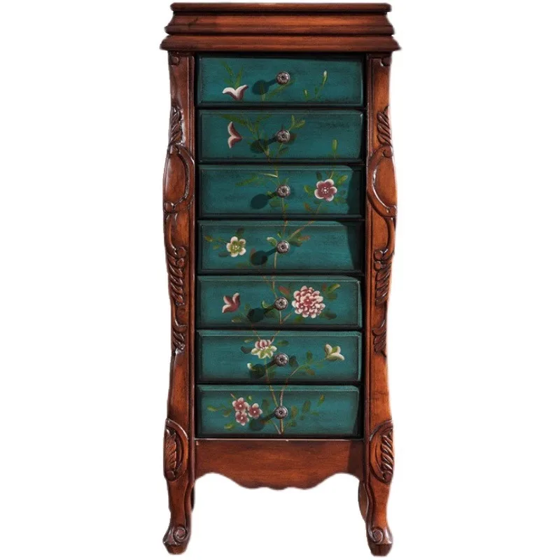 Jewelry cabinet Locker Solid wood chest of drawers Seven chest of drawers Bedroom bedside table with mirror Dressing table