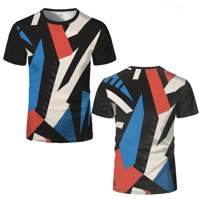 

Simple Fashion Geometric Pattern T Shirts For Men Summer Casual Short Sleeve 3D Printed T-shirt Loose Breathable Daily Wear Tees