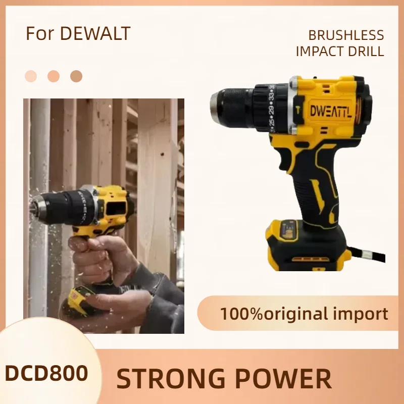 For Dewalt DCD800 Cordless Tool For Dewalt 20V Battery Impact Drill 1/2 Inch Brushless Electric Screwdriver Lithium Electric