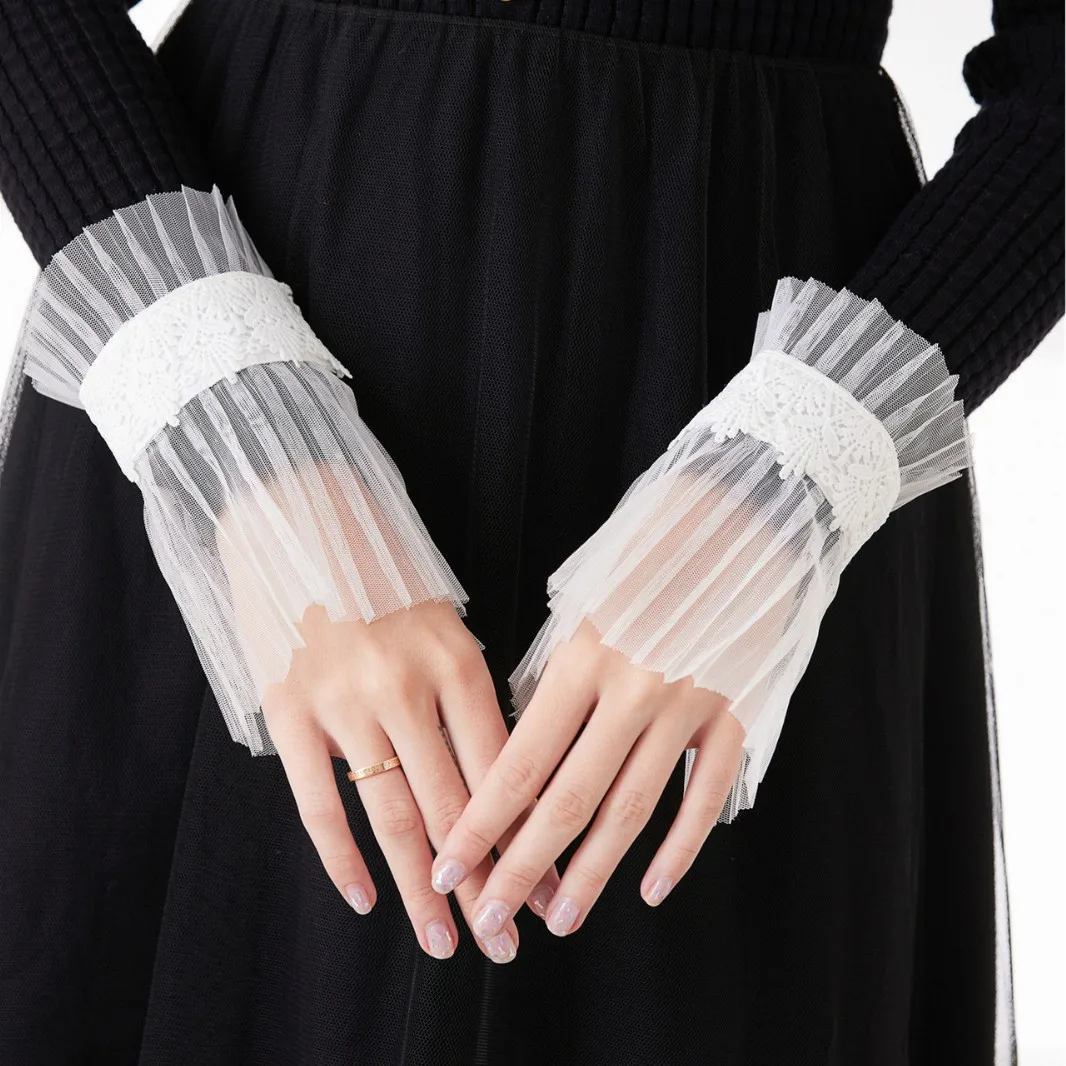 

Women Fake Sleeved Wrist Cuffs Removable Wedding Dress False Sleeves Wristband Hand Flared Elbows Cuff Clothing Accessory