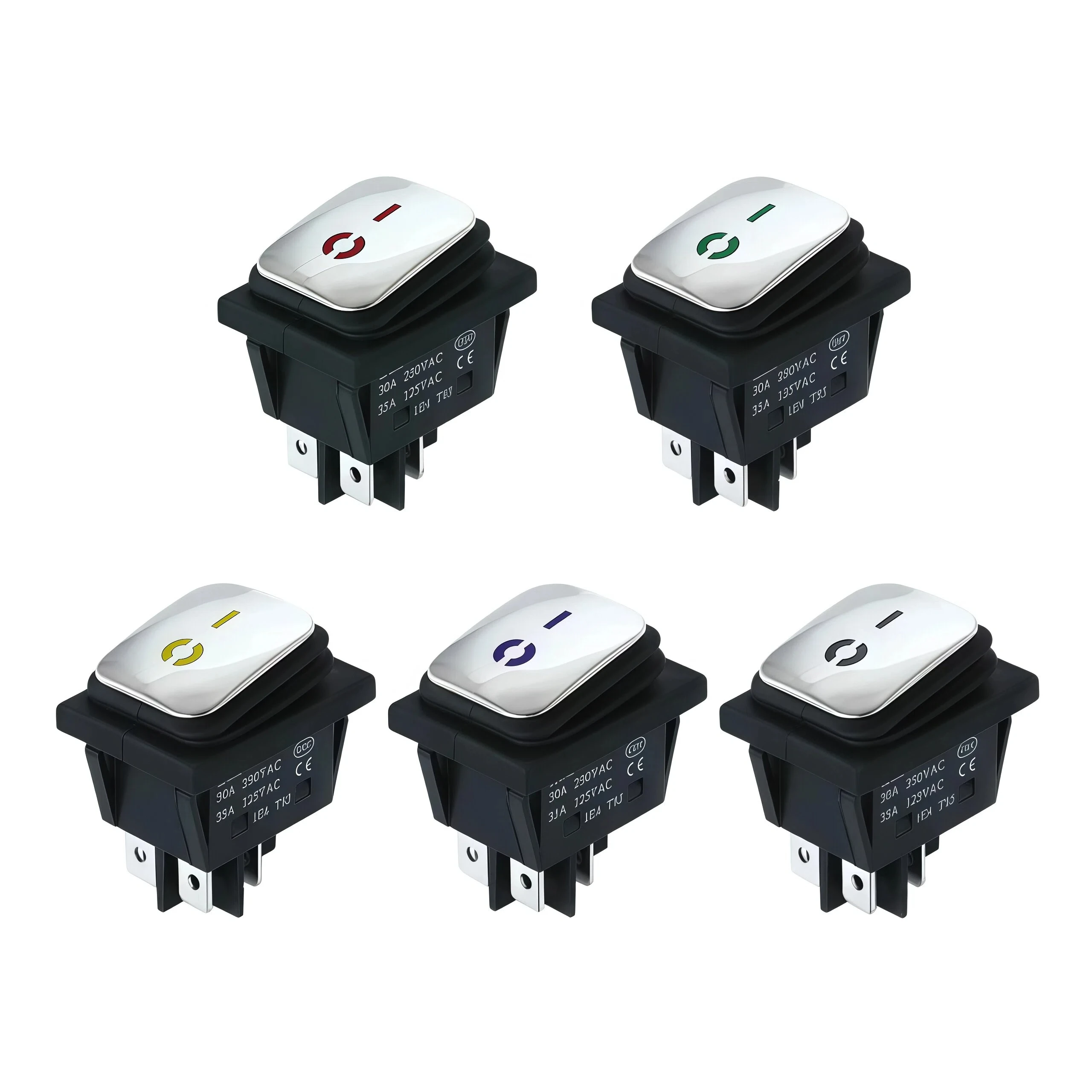 Interruttore a bilanciere impermeabile con superficie in acciaio inossidabile KCD4, tipo leggero, 4 pin, 2 posizioni, LED 220 V, interruttore a bilanciere ad alta corrente